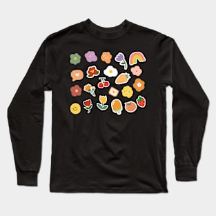 Korean Aesthetic Sticker Pack Long Sleeve T-Shirt